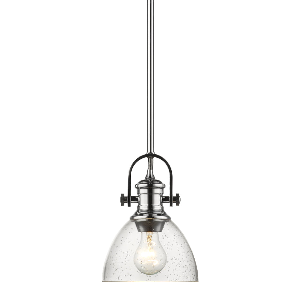 Hines Mini Pendant in Chrome with Seeded Glass