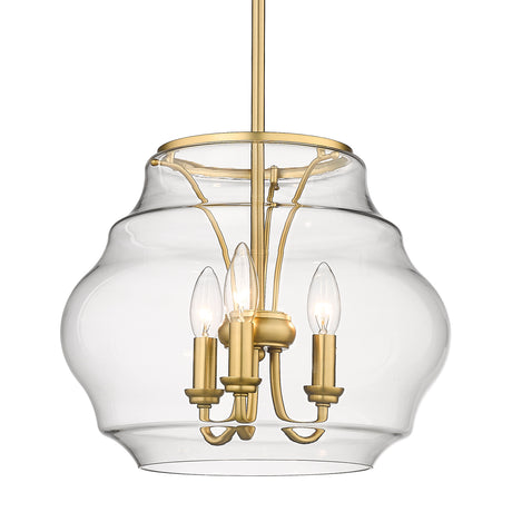 Annette 3 Light Pendant in Brushed Champagne Bronze with Clear Glass Shade