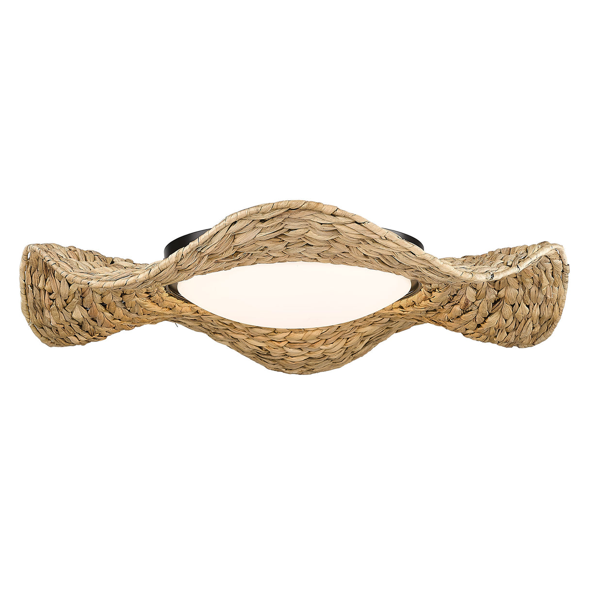 Macy Flush Mount - 21" in Matte Black with Woven Sweet Grass Shade