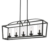 Mercer Linear Pendant in Matte Black with Matte Black Accents and Clear Glass Shades