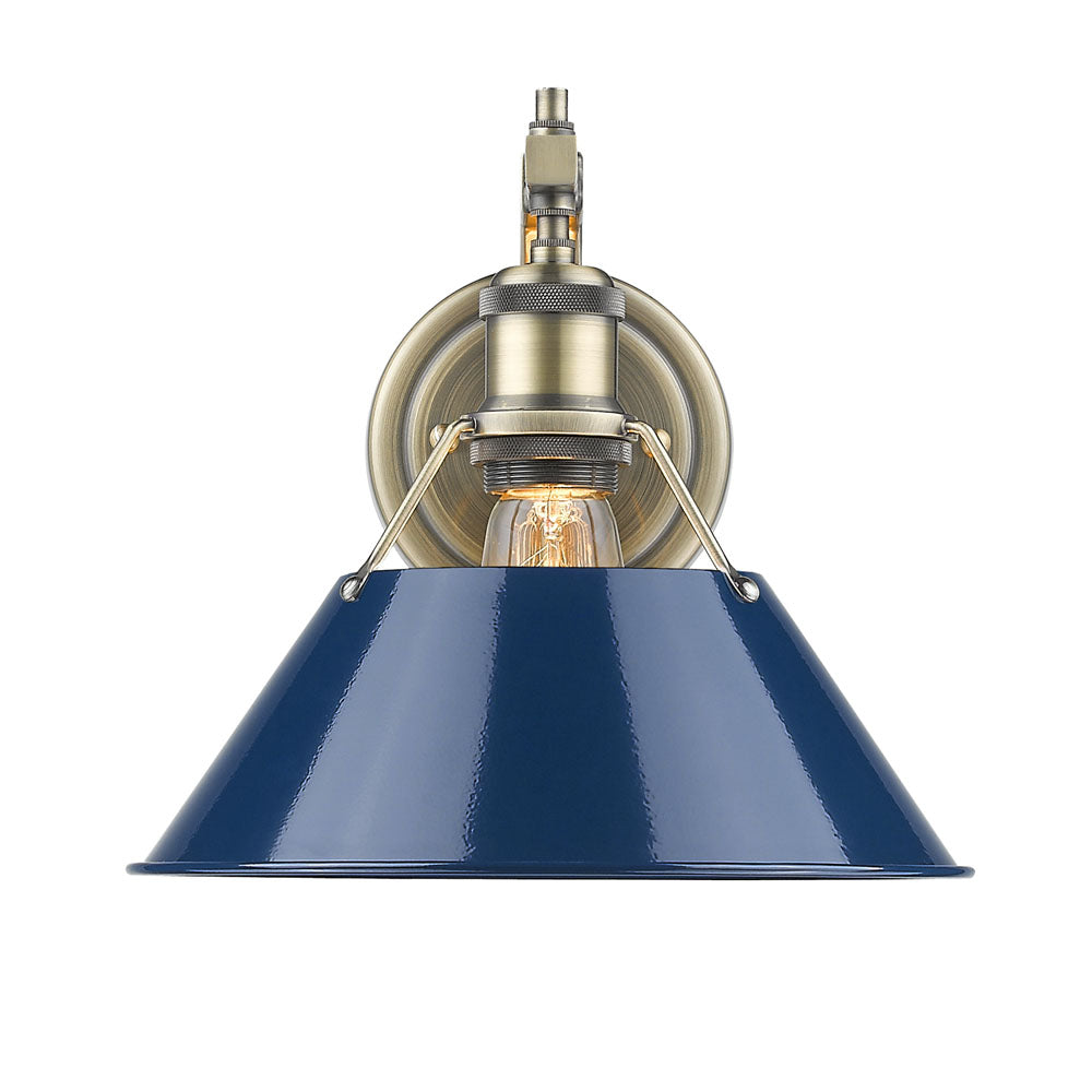 Orwell AB 1 Light Wall Sconce in Aged Brass with Navy Blue Shade