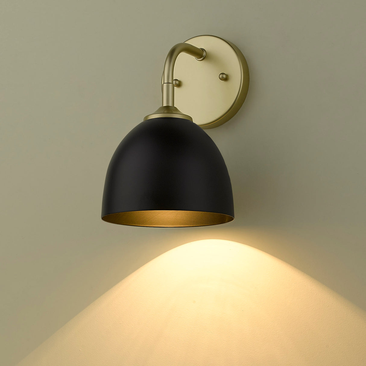 Zoey 1-Light Wall Sconce in Olympic Gold with Matte Black Shade