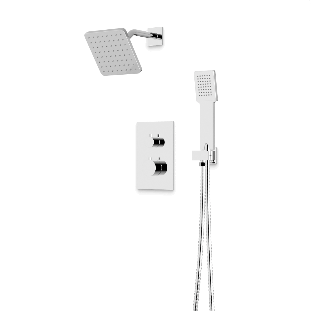 Artos Otella Thermostatic Shower Trim Kit with Shower Head on Angled Arm & Hand Shower Chrome – TS071CH