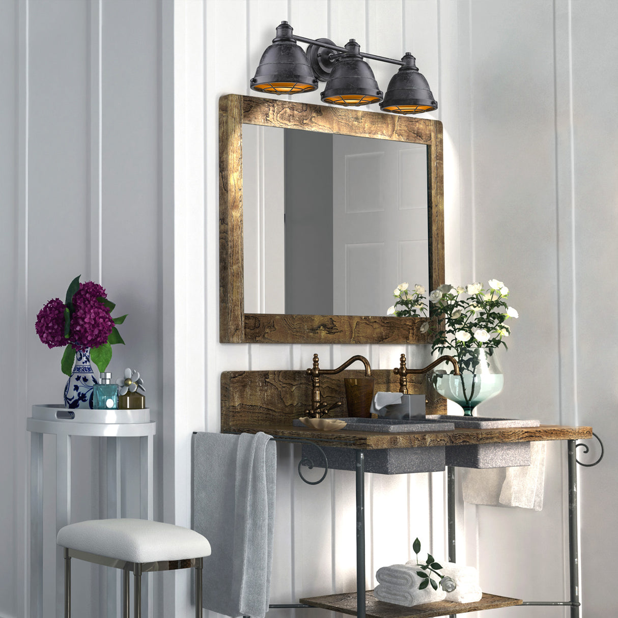 Bartlett BP 3 Light Bath Vanity in Black Patina