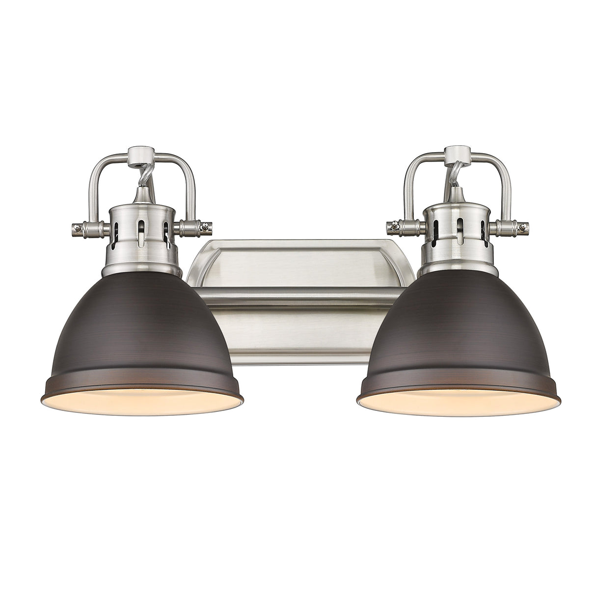 Duncan 2 Light Bath Vanity in Pewter with Rubbed Bronze Shades