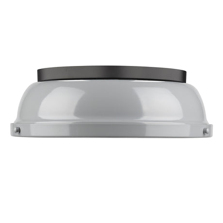 Duncan 14" Flush Mount in Matte Black with a Gray Shade