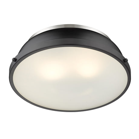 Duncan 14" Flush Mount in Pewter with a Matte Black Shade