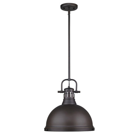 Duncan 1 Light Pendant with Rod in Rubbed Bronze with a Rubbed Bronze Shade