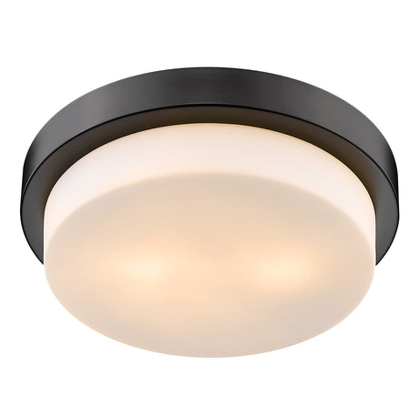 Multi-Family 13" Flush Mount in Matte Black with Opal Glass