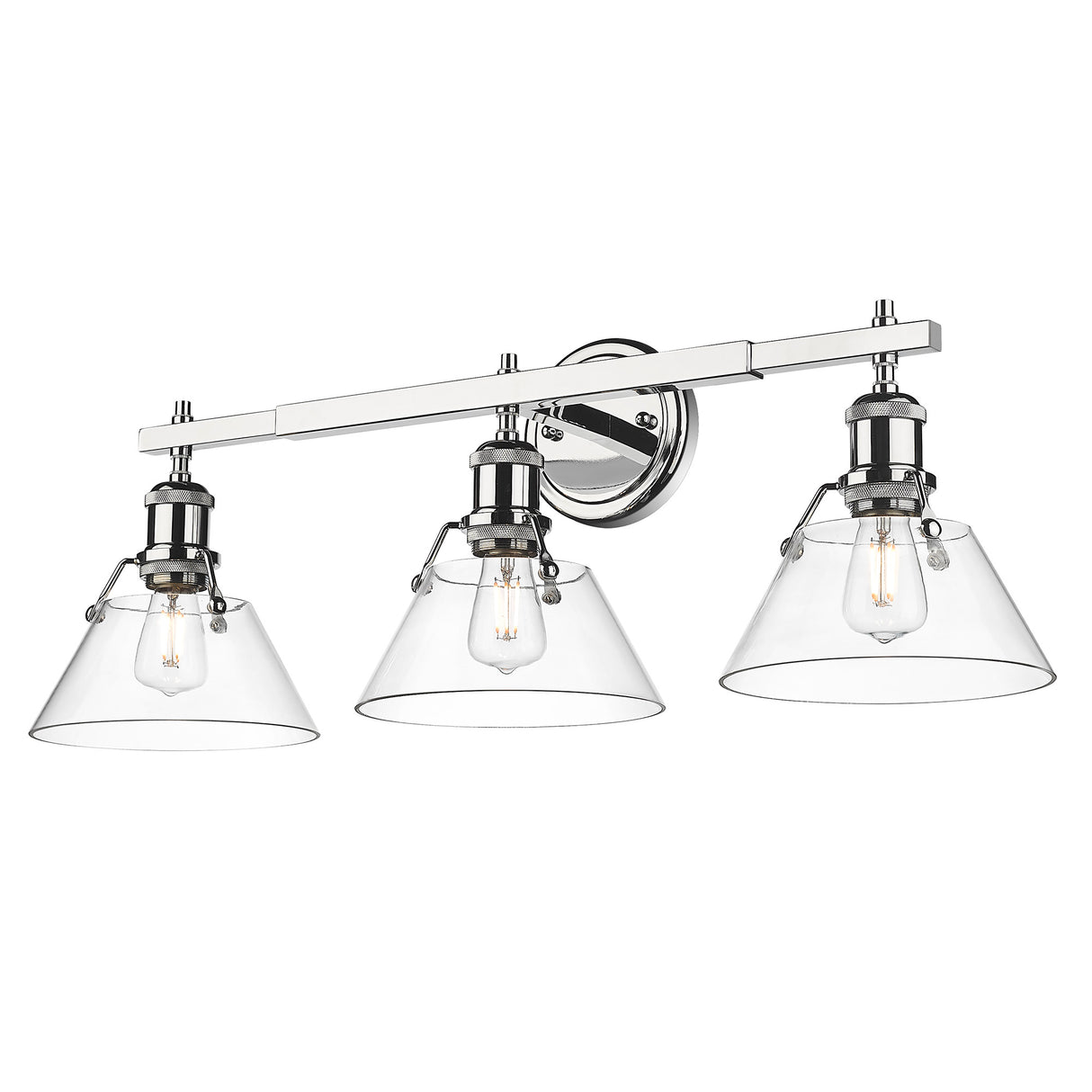 Orwell CH 3 Light Bath Vanity in Chrome with Clear Glass Shade