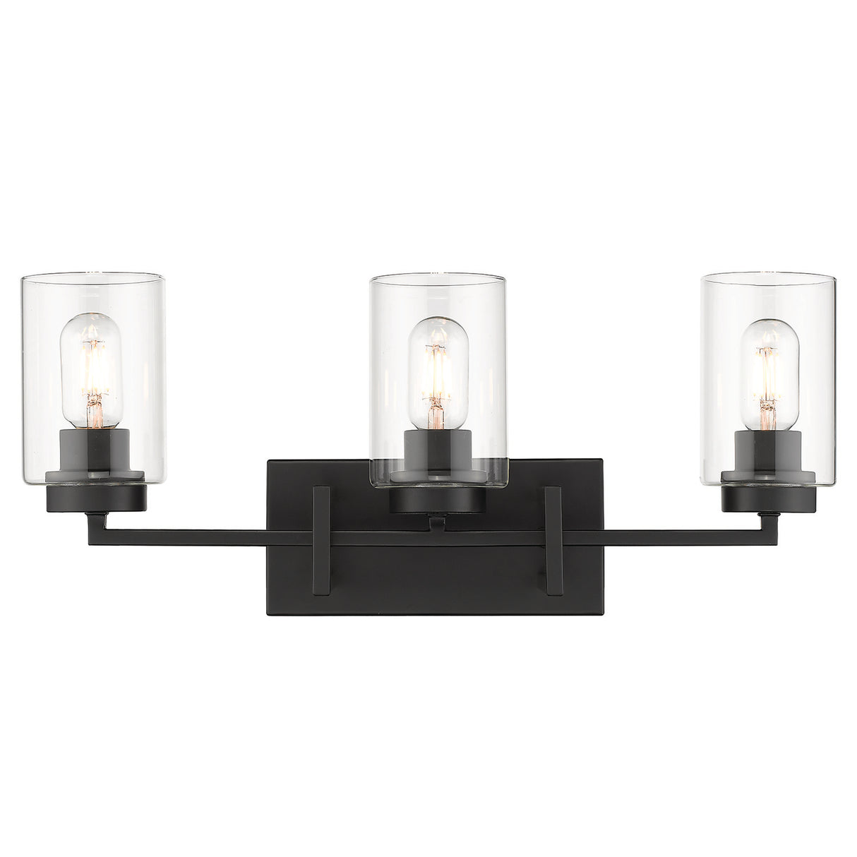 Tribeca 3-Light Bath Vanity in Matte Black with Matte Black Accents