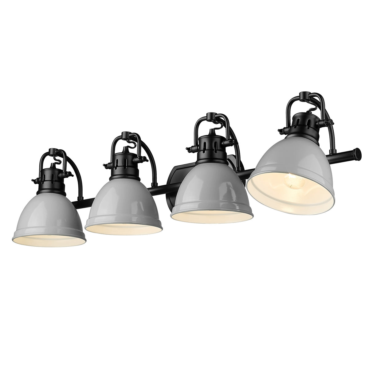 Duncan BLK 4 Light Bath Vanity in Matte Black with Gray Shades Shade