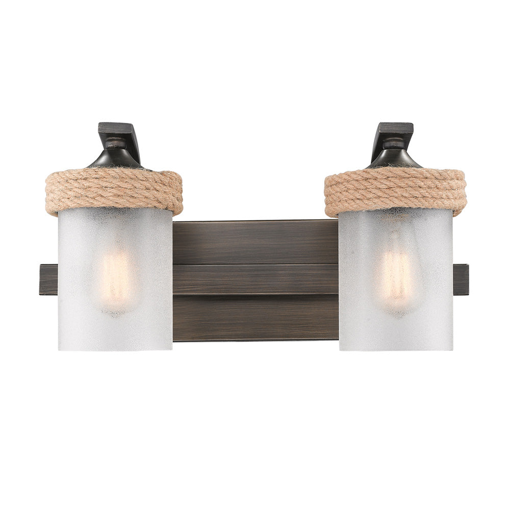Chatham 2 Light Bath Vanity in Gunmetal Bronze with Clear Sandblasted Glass