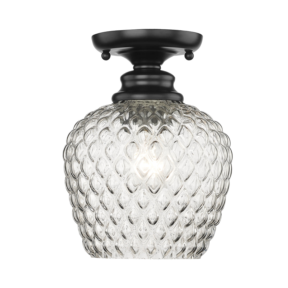 Adeline Semi-Flush in Matte Black with Clear Glass Shade