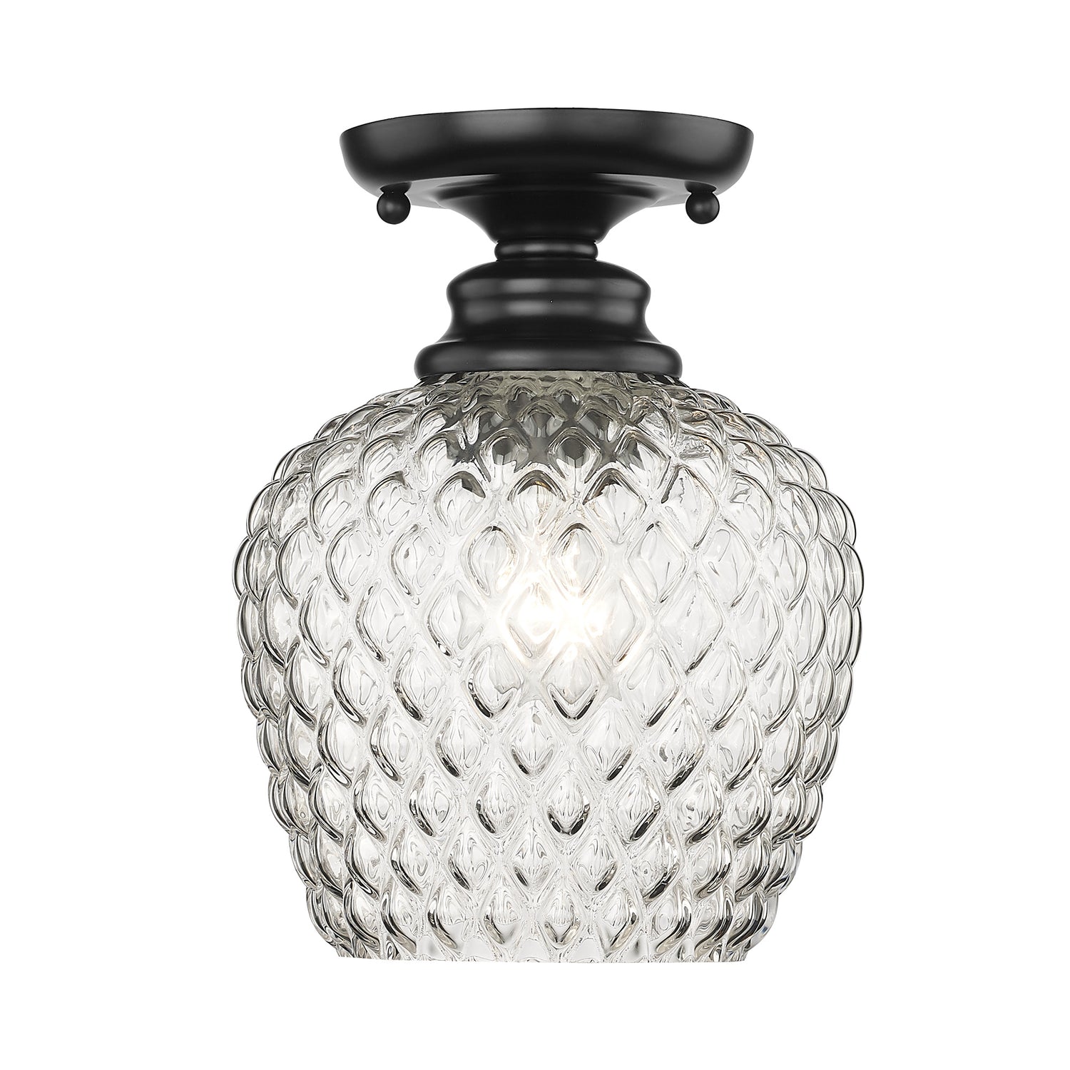 Adeline Semi-Flush in Matte Black with Clear Glass Shade