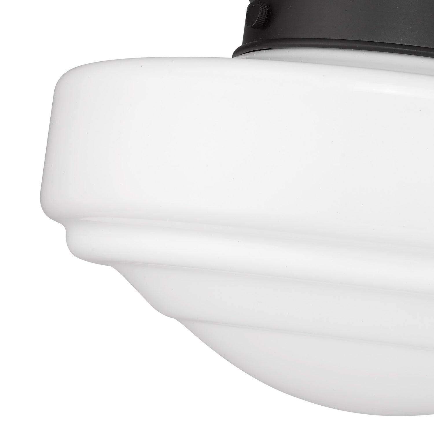 Ingalls Medium Pendant in Matte Black with Vintage Milk Glass Shade