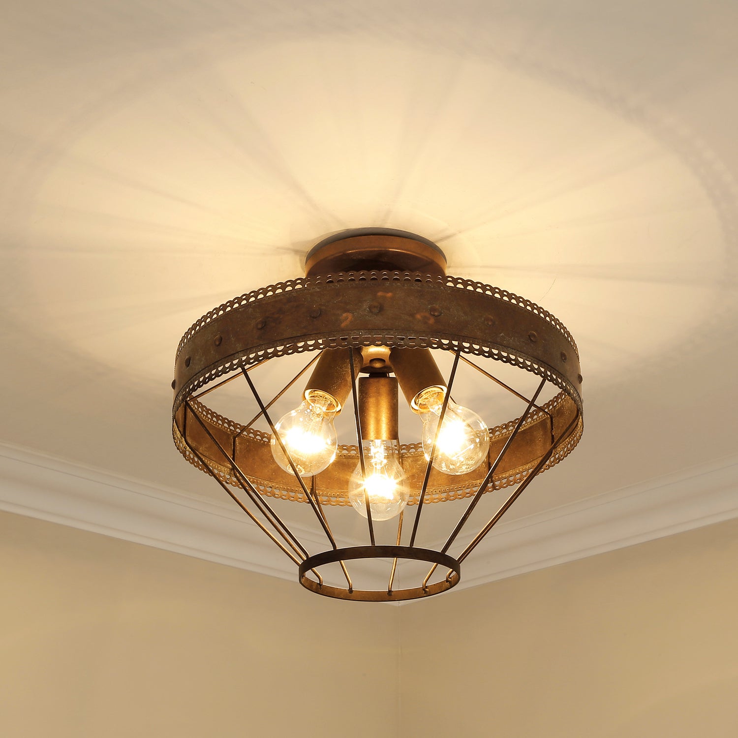 Ferris Semi-Flush in Copper Patina