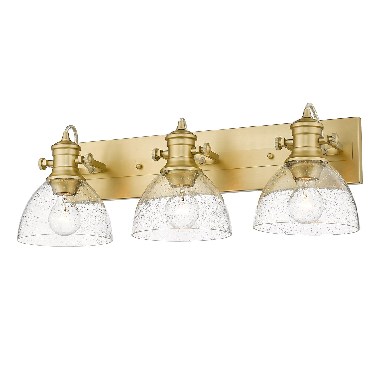 Hines 3-Light Semi-Flush in Brushed Champagne Bronze with Seeded Glass