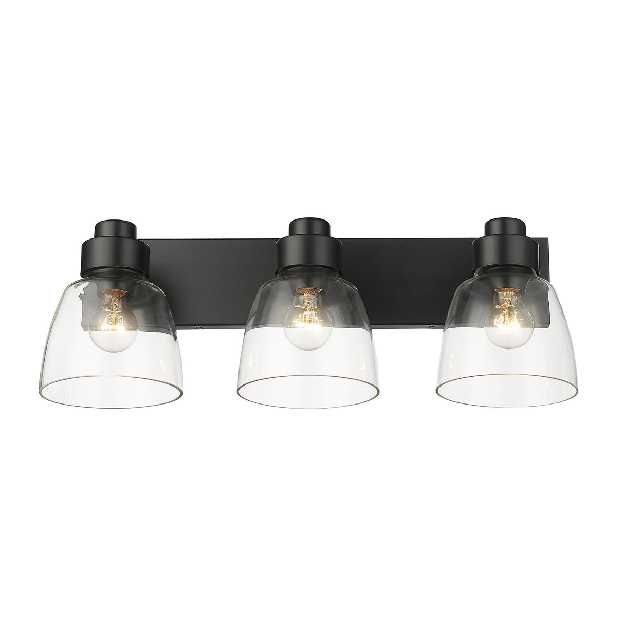 Remy 3 Light Bath Vanity in Matte Black with Clear Glass Shade