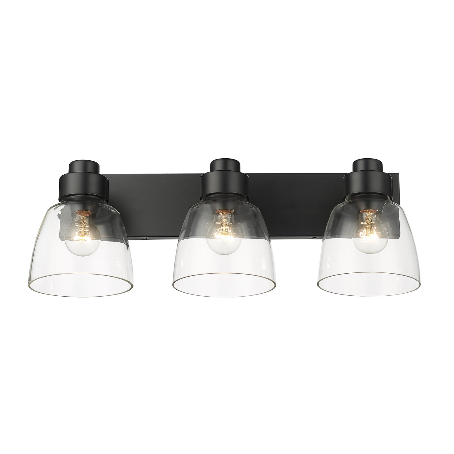 Remy 3 Light Bath Vanity in Matte Black with Clear Glass Shade