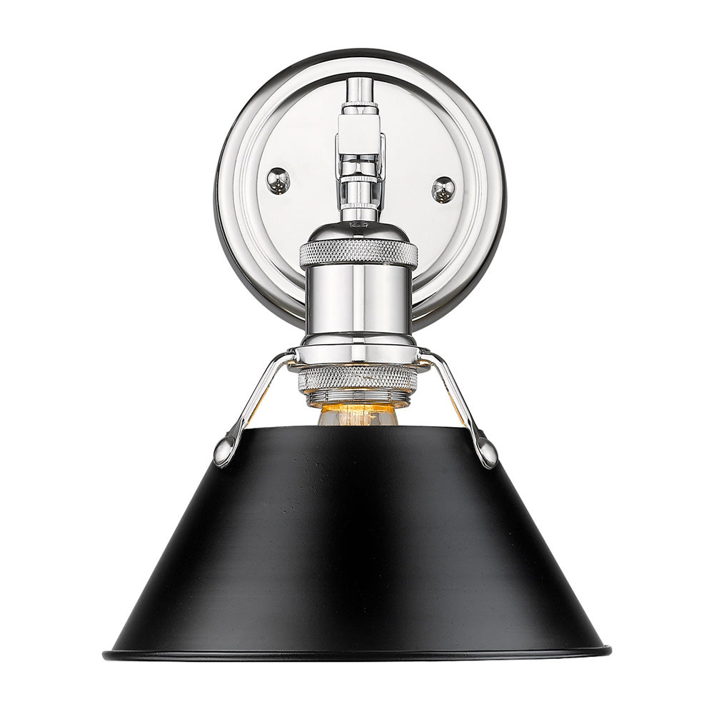 Orwell CH 1 Light Bath Vanity in Chrome with Matte Matte Black Shade