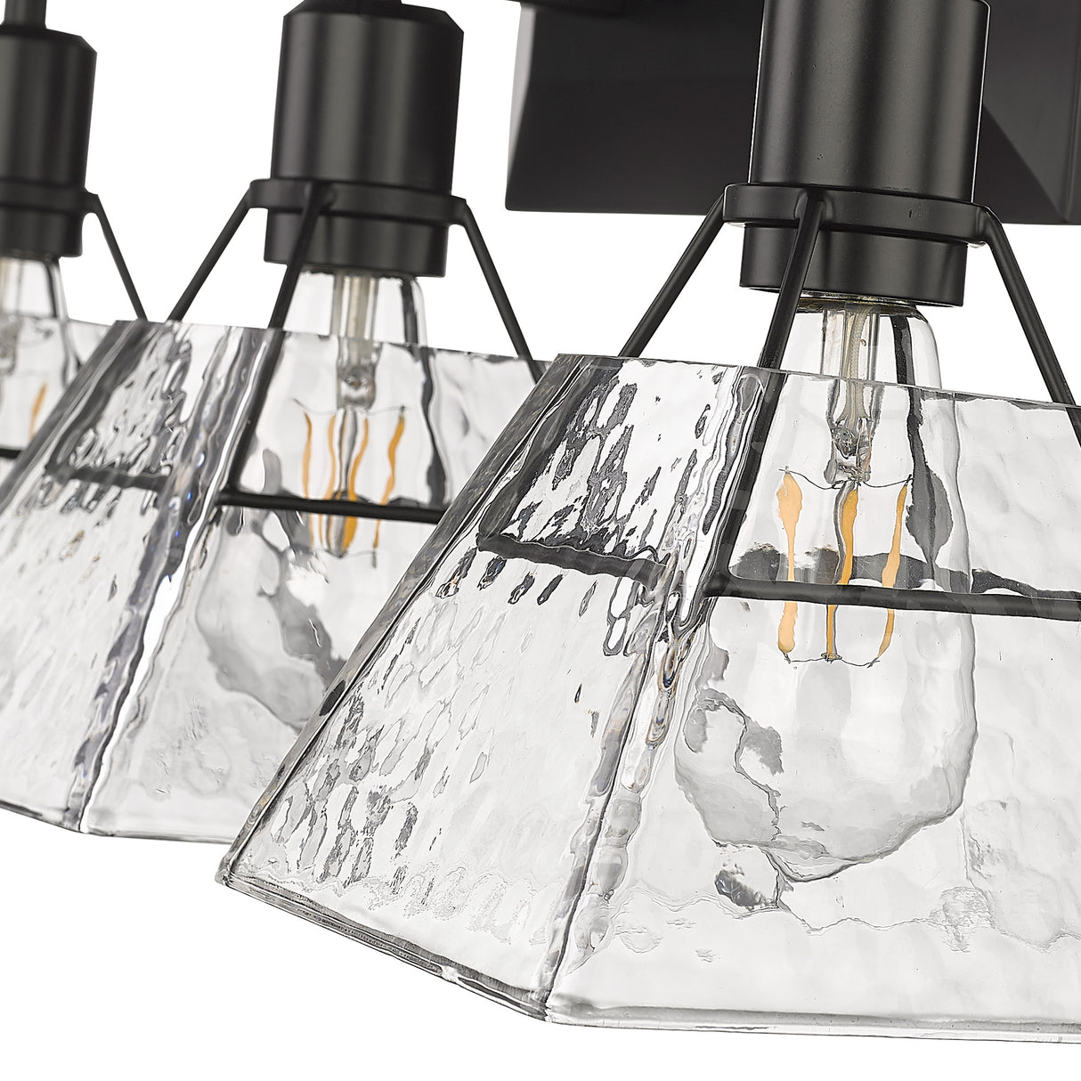 Kepler 3 Light Bath Vanity in Matte Black with Water Glass Shade