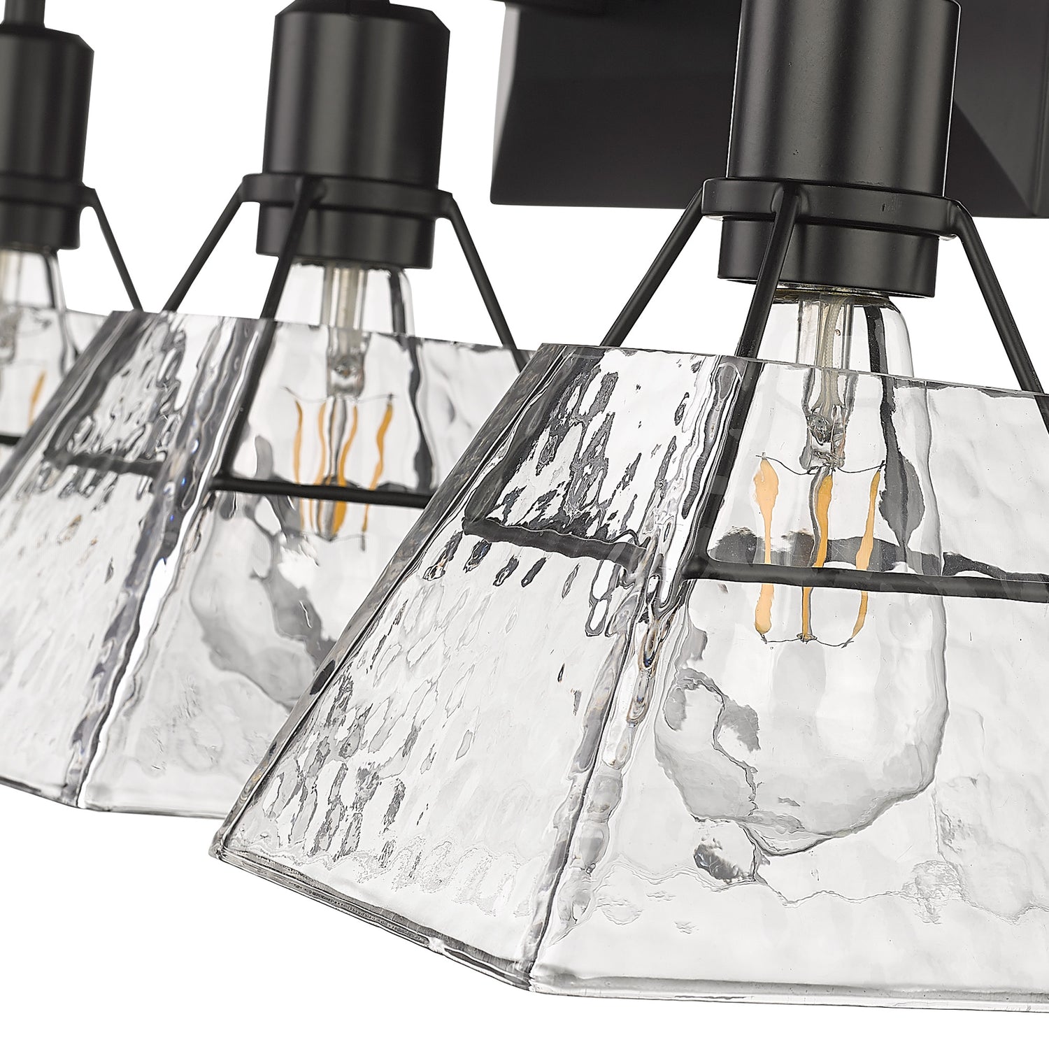 Kepler 3 Light Bath Vanity in Matte Black with Water Glass Shade