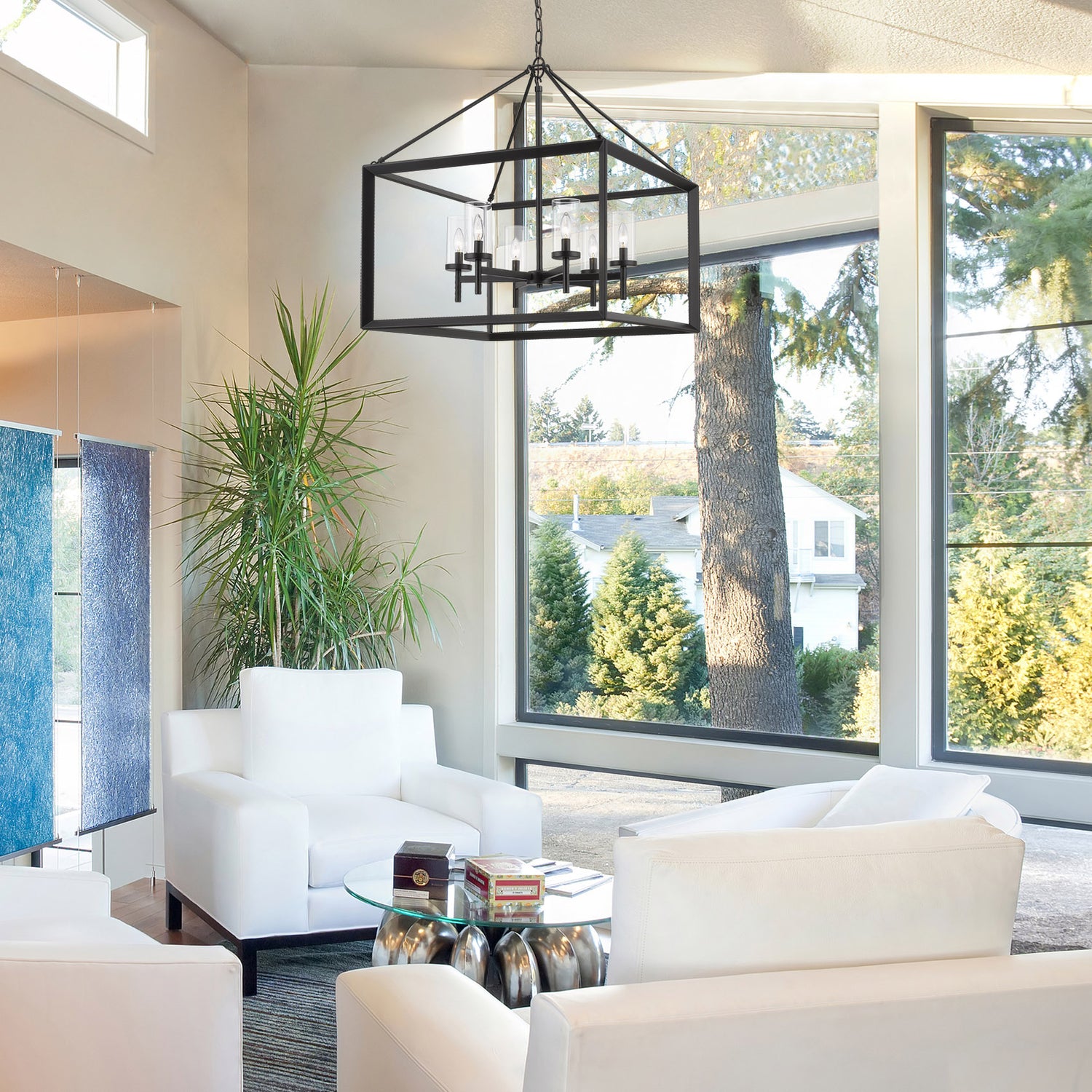 Smyth 6 Light Chandelier in Matte Black with Clear Glass Shades
