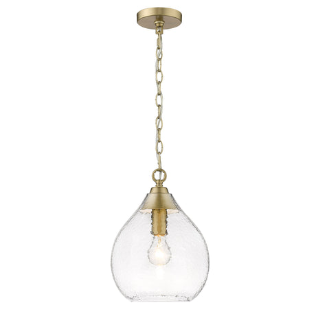 Ariella Small Pendant in Brushed Champagne Bronze with Hammered Clear Glass