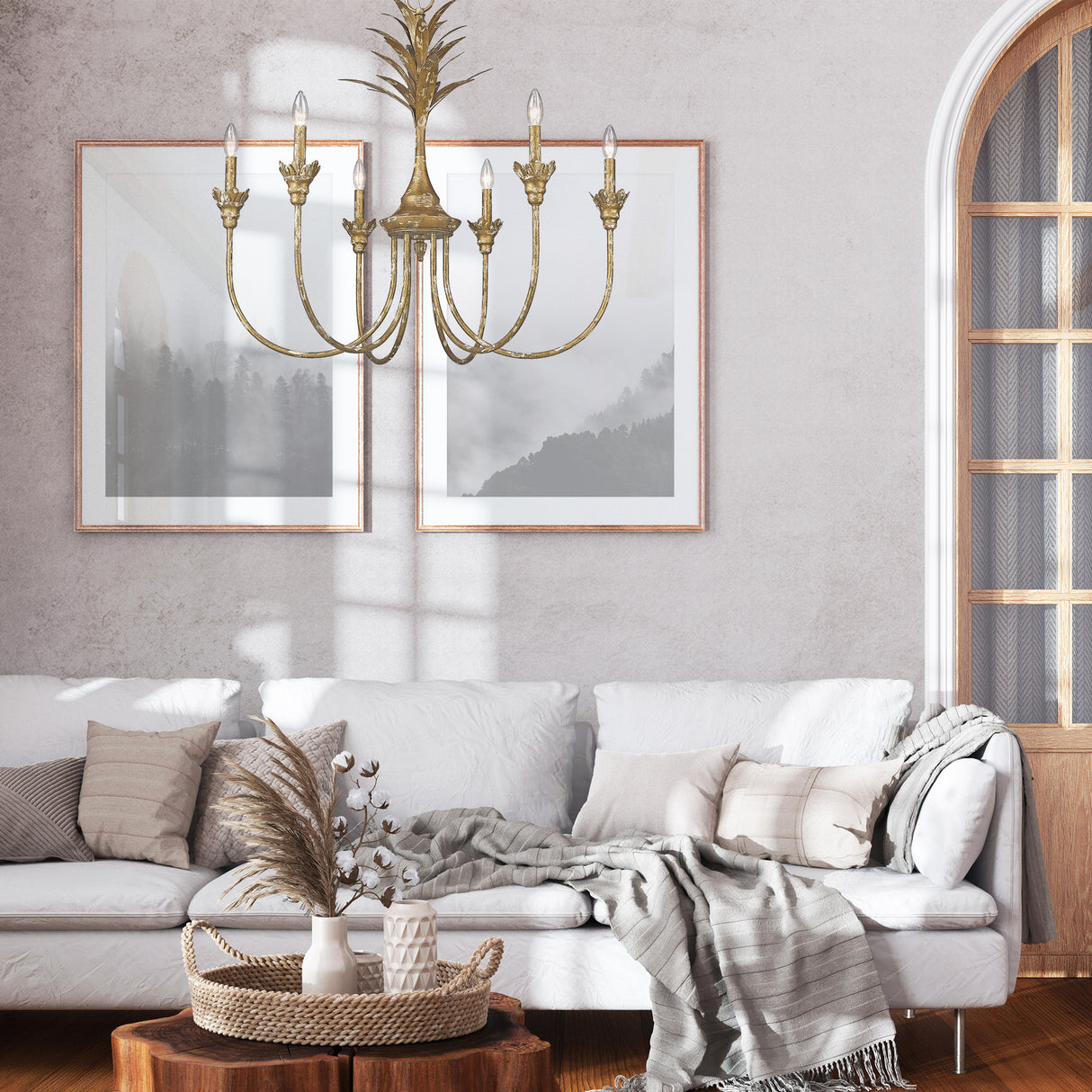 Lillianne HG 6 Light Chandelier in Heirloom Gold