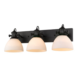 Hines 3-Light Semi-Flush in Matte Black with Opal Glass