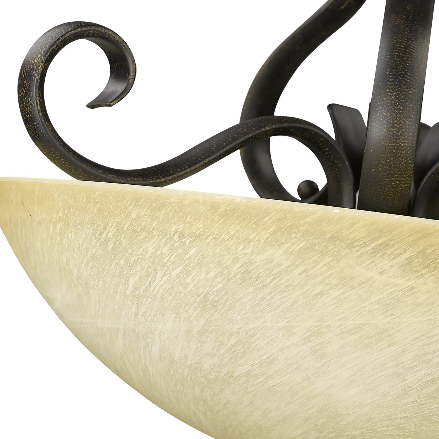 Riverton Semi-Flush in Peppercorn with Linen Swirl Glass