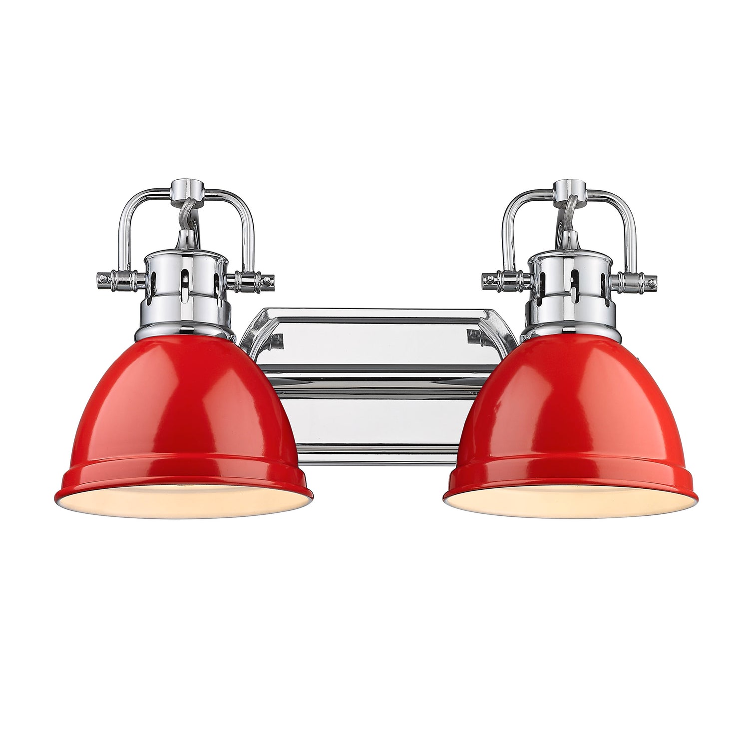 Duncan 2 Light Bath Vanity in Chrome with Red Shades