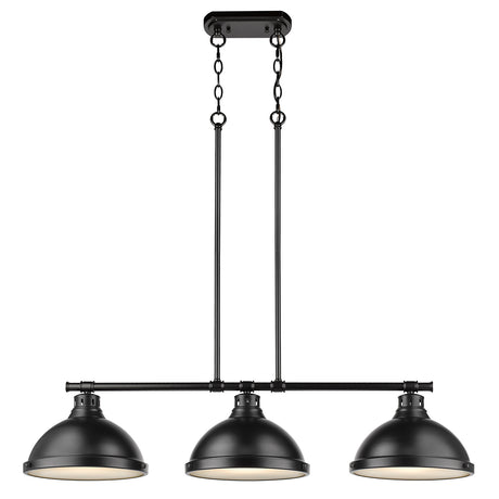 Duncan 3 Light Linear Pendant in Black with a Matte Black Shades