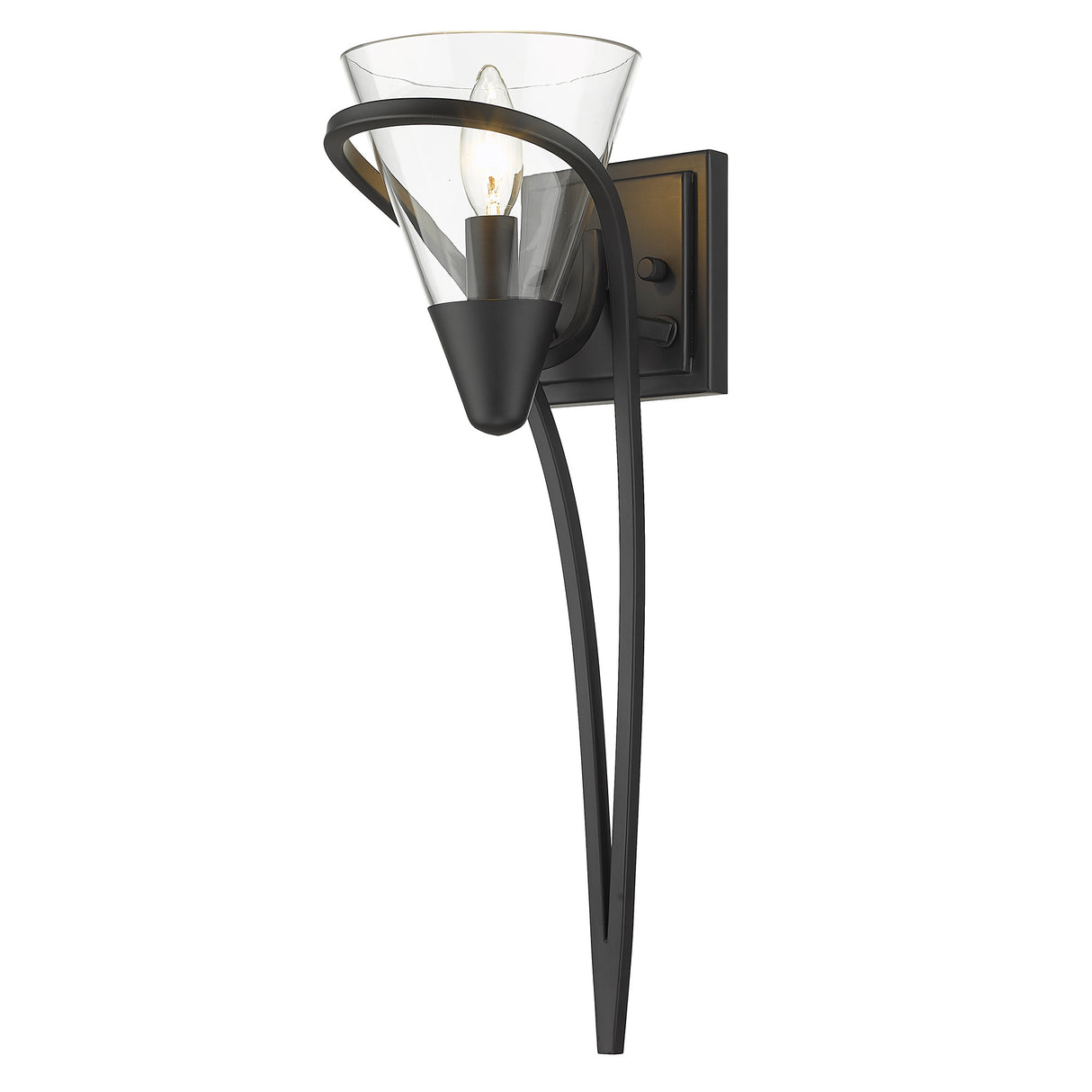 Olympia 1 Light Wall Sconce in Matte Black with Clear Glass Shade
