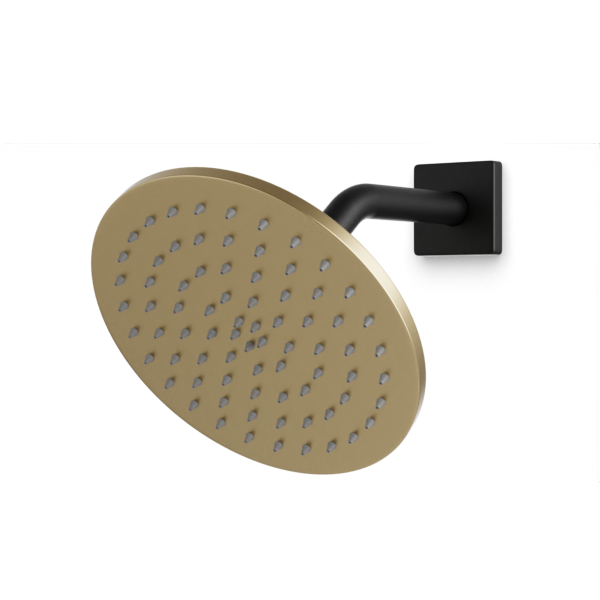 Artos Otella 8" Shower Head on Angled Arm Satin Brass / Matte Black – F907-11SBB