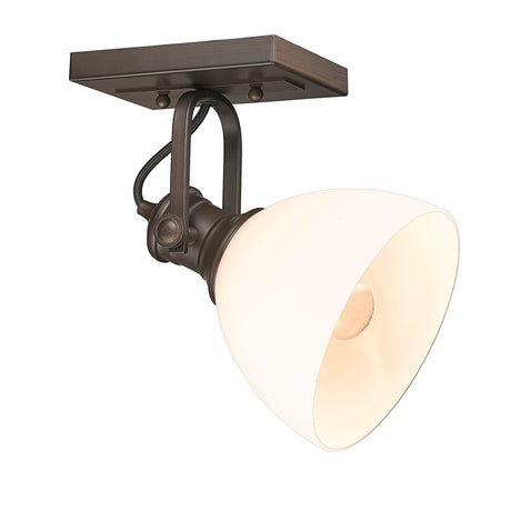 Hines 1-Light Semi-Flush in Rubbed Bronze with Opal Glass