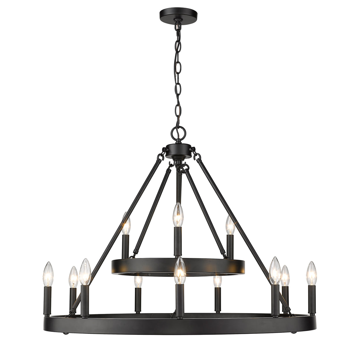 Alastair 2 Tier 3+9 Light Chandelier in Matte Black