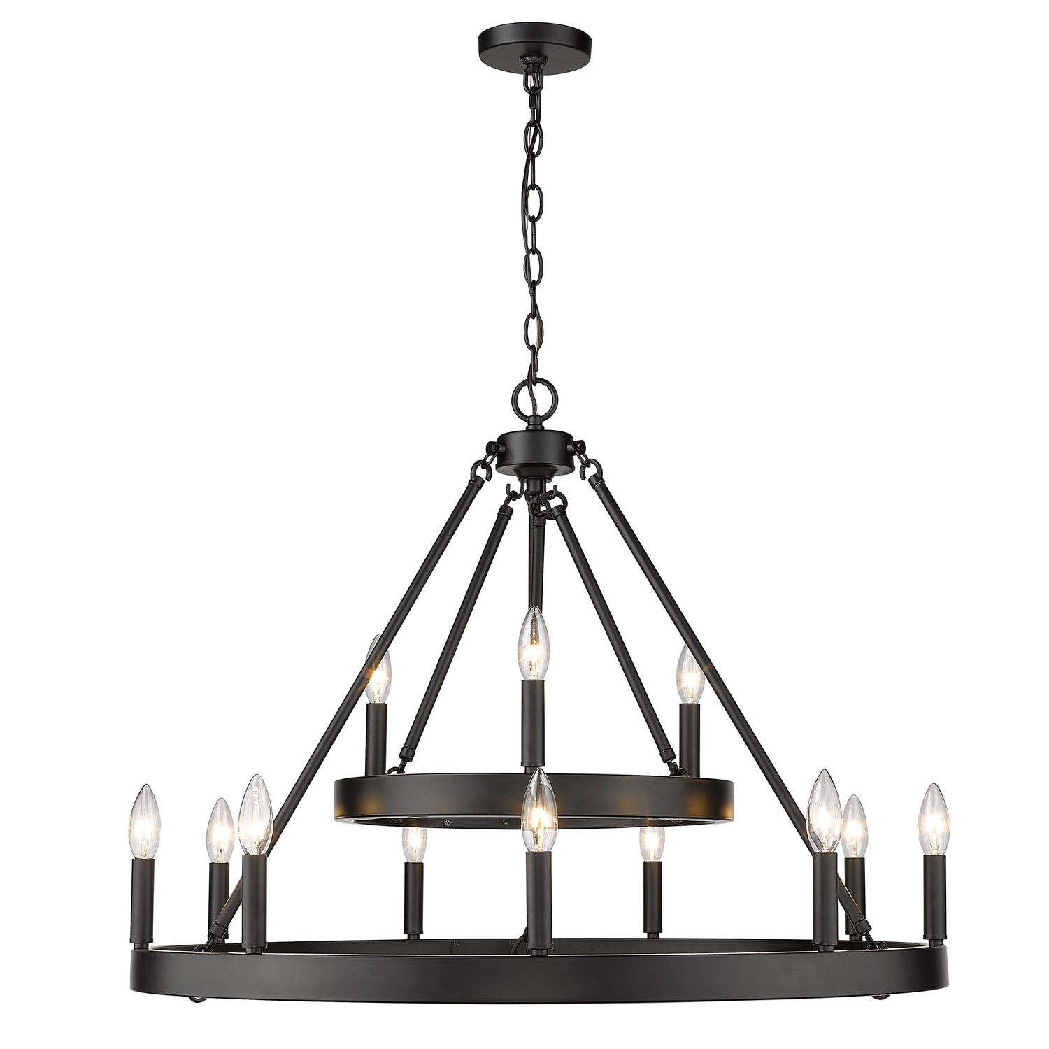 Alastair 2 Tier 3+9 Light Chandelier in Matte Black