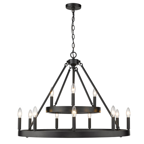 Alastair 2 Tier 3+9 Light Chandelier in Matte Black