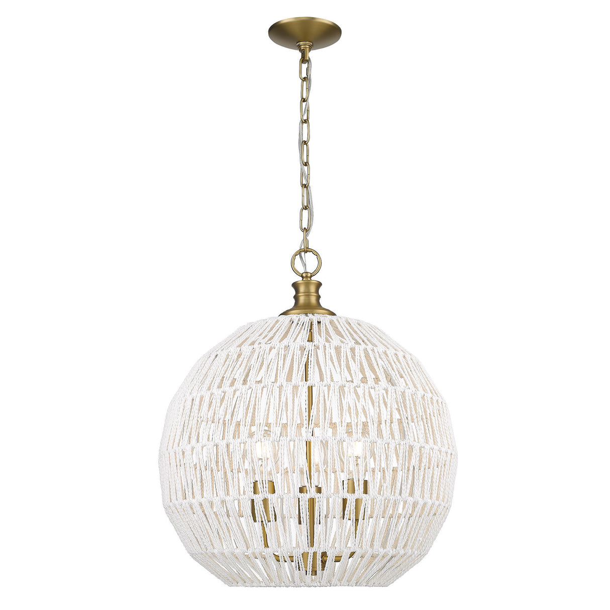 Florence 5-Light Pendant in Brushed Champagne Bronze and Bleached White Raphia Rope Shade