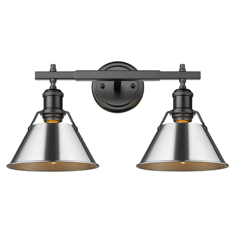 Orwell BLK 2 Light Bath Vanity in Matte Black with Chrome Shade