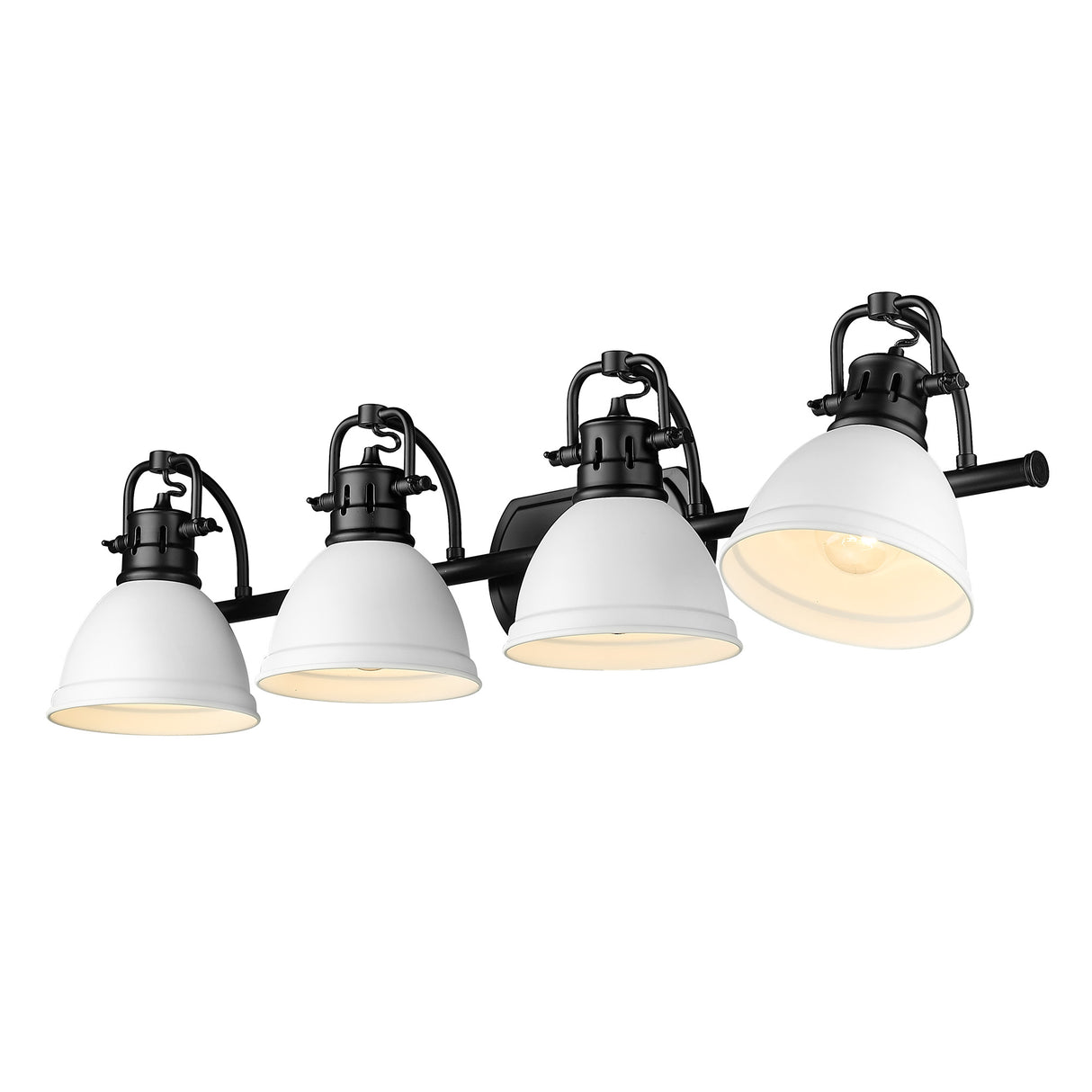 Duncan BLK 4 Light Bath Vanity in Matte Black with Matte White Shades Shade