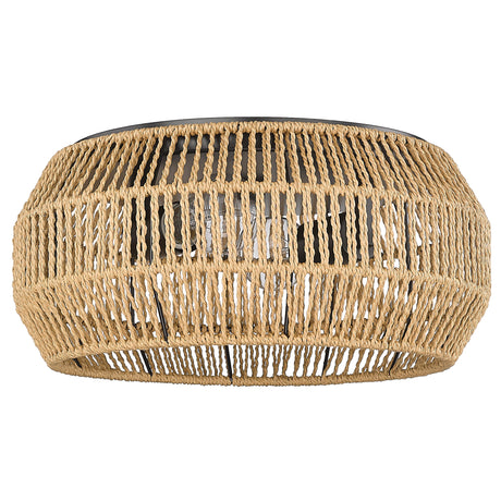 Marlee Flush Mount in Matte Black with Natural Raphia Rope Shade