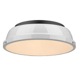 Duncan 14" Flush Mount in Matte Black with a White Shade