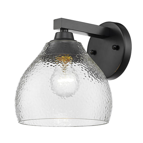 Ariella 1-Light Wall Sconce in Matte Black with Hammered Clear Glass
