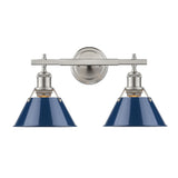 Orwell PW 2 Light Bath Vanity in Pewter with Navy Blue Shade