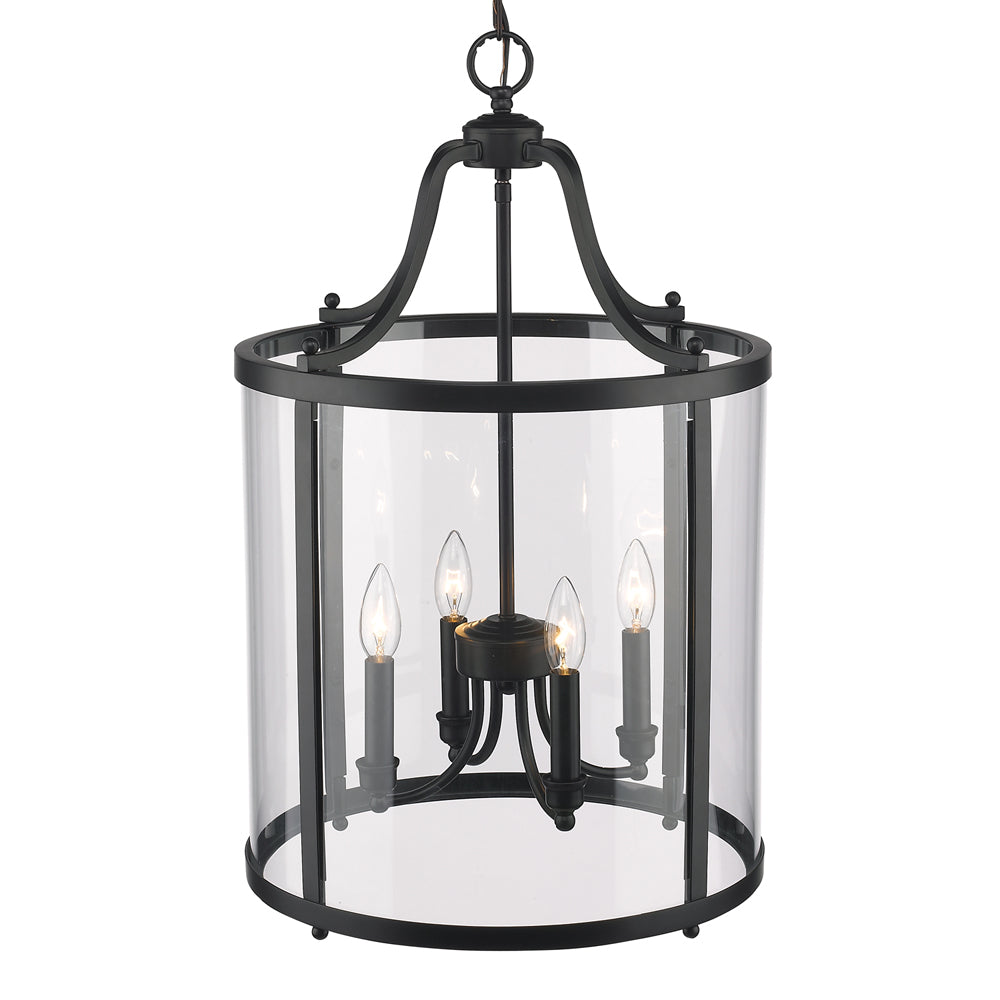 Payton 4-Light Pendant in Matte Black with Clear Glass