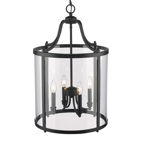 Payton 4-Light Pendant in Matte Black with Clear Glass