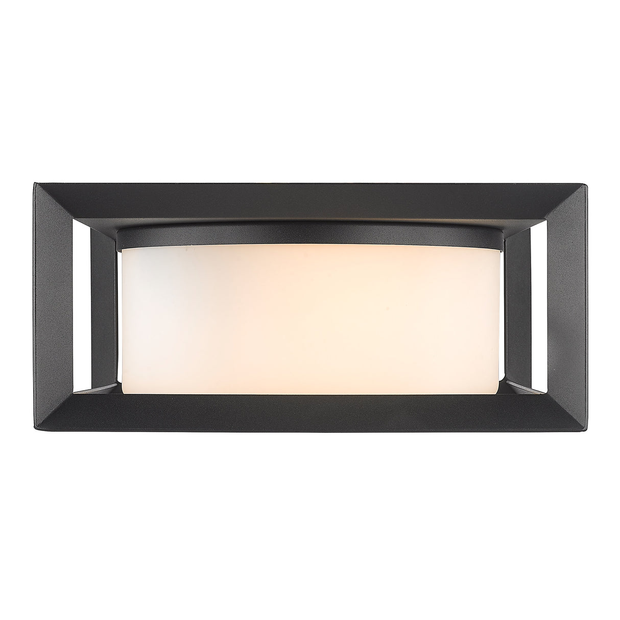 Smyth Outdoor Flush Mount in Natural Black with Opal Glass